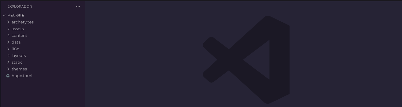 Exemplo da estrutura de pastas e arquivos criada pelo comando